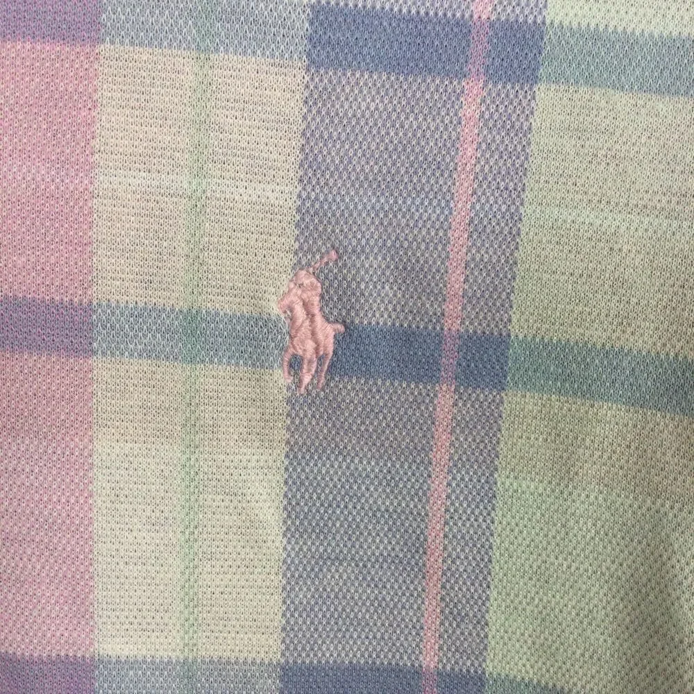 Polo by Ralph Lauren Mens Vintage 90’s Polo Shirt Pastel Pink Blue Plaid Size XL